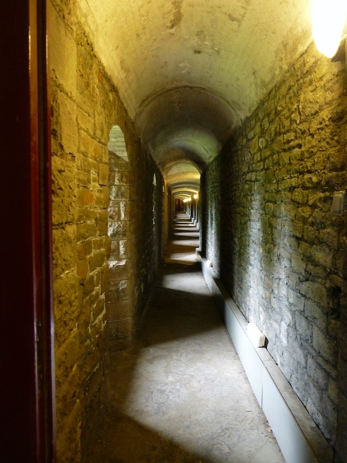 Long hall in Bomb Shelter, Cardiff Castle
