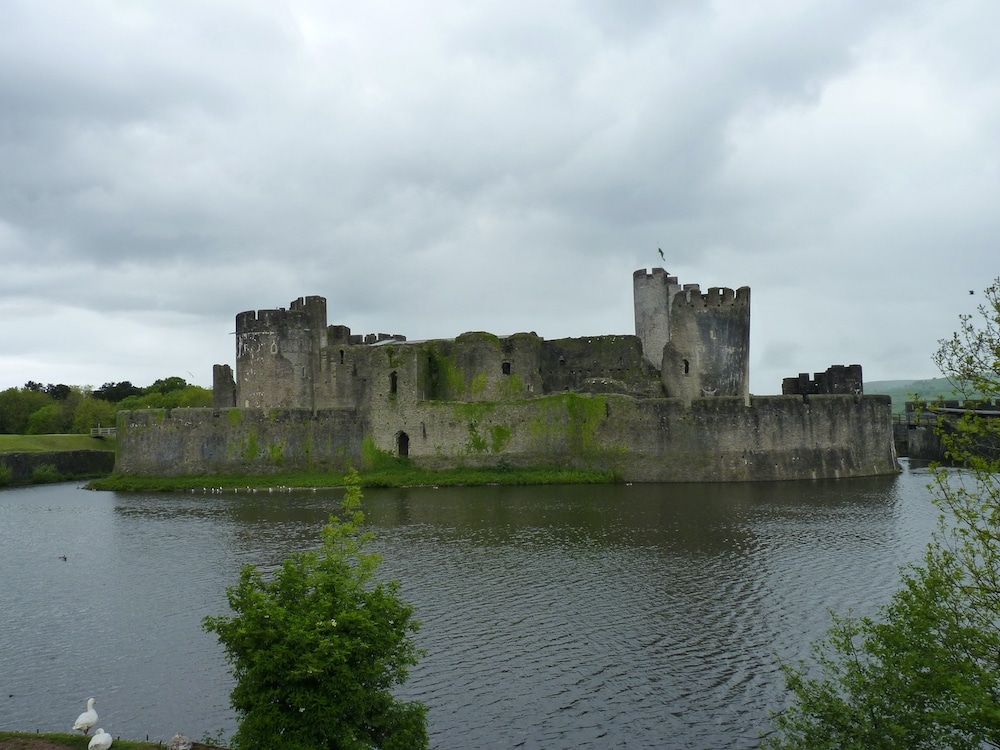 Moat surrounding Caerphilly Castle