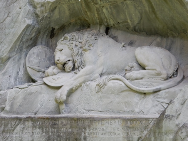 Close up of the Dying Lion of Lucerne