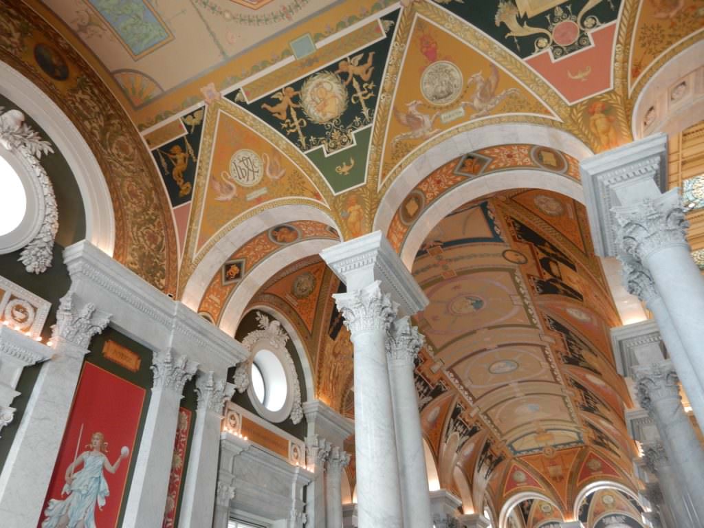 Ornate ceiling in the Library of Congress