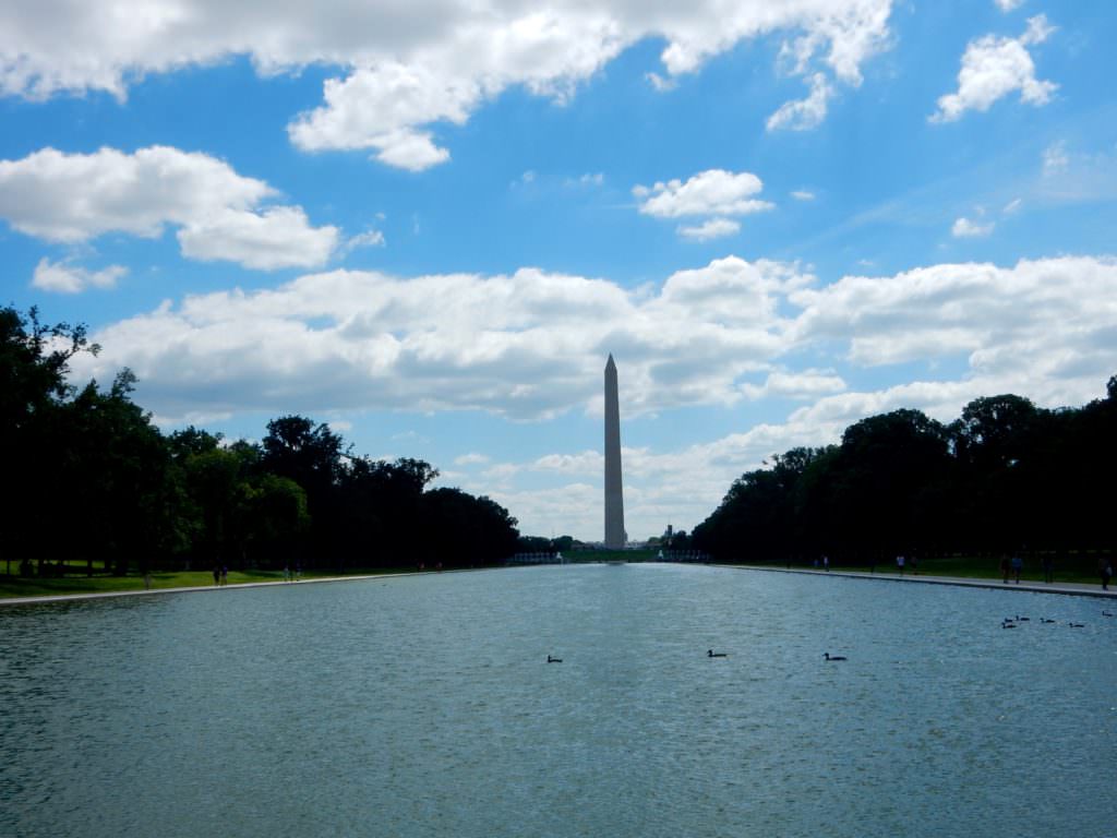 Seeing the Washington Monument across the Reflecting Pool