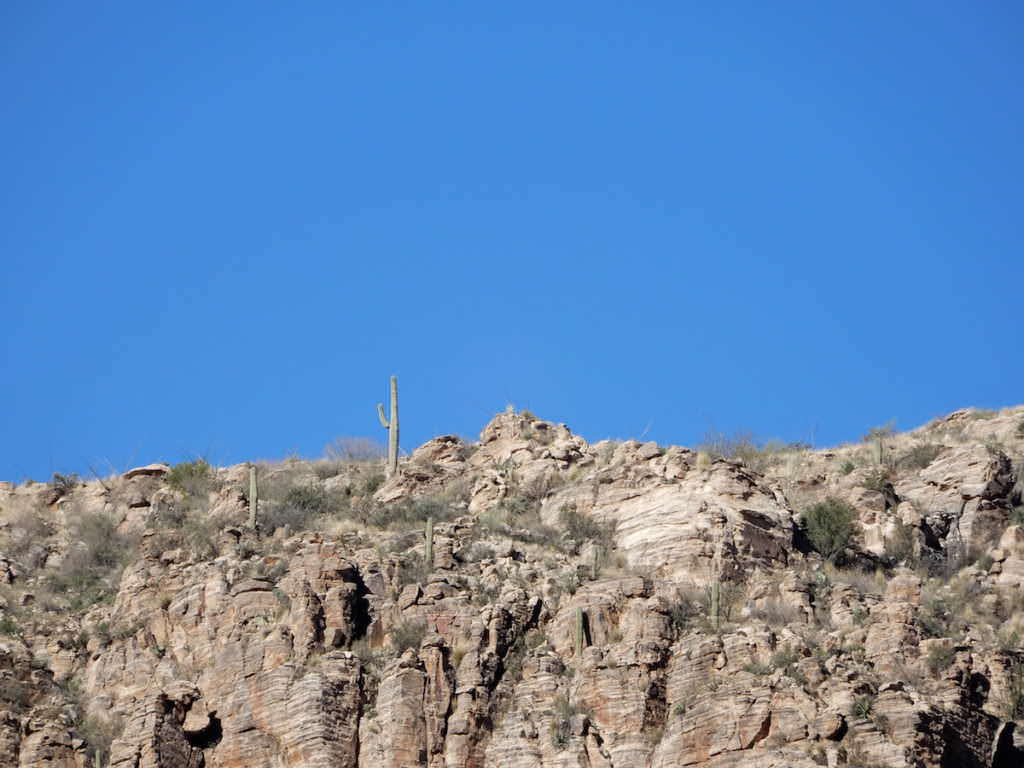 Deep blue skies over rocks at Sabino Canyon