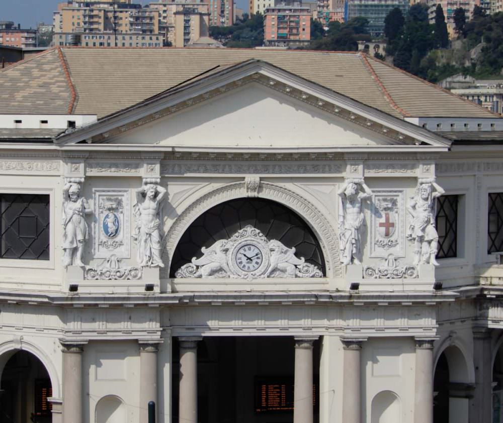 Genoa Piazza Principe Railway Station facade, Italy